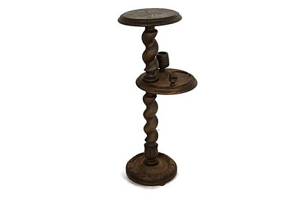 Barley twist vintage pedestal plant stand side table two tier smokers table carved wood barn style