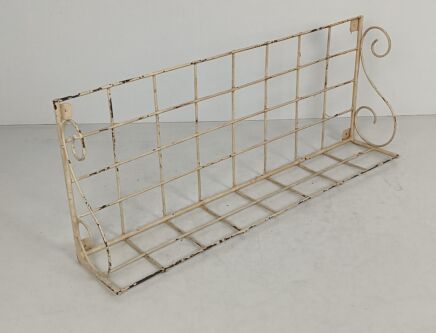 antique rack shelf industriul rustic wire etagere painted white France 