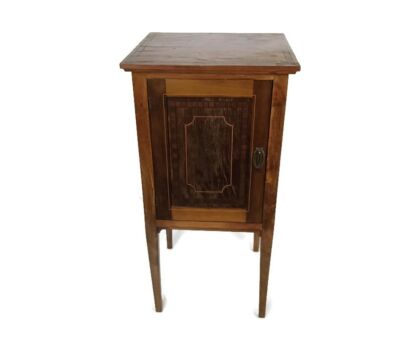 antique art deco Nightstand carved wood  inlay end table bedroom cabinet two tier