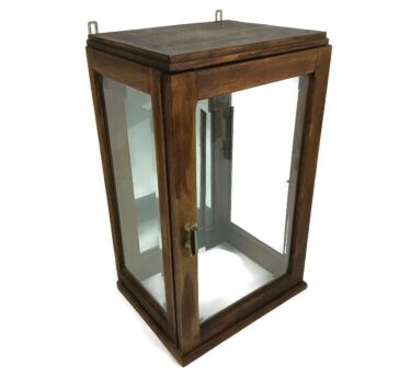 antique display cabinet wood beveled glass art deco stylish