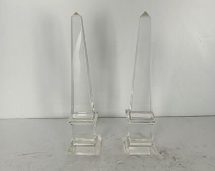 pair of Crystal Obelisks vintage Paper weights