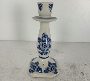 Vintage Delft Blue white porcelain candle stick holder hand painted