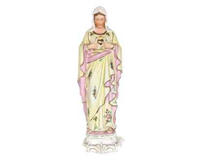 Antique Porcelain Bisque hand painted Madonna Virgin Mary Holy Heart 