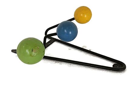 Atomic Small coat rack colored wooden balls pop art Roger Feraud wrought iron French vintage
