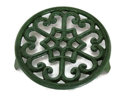 Antique Wrought Steel Decorative Round Trivet Antique Cast Iron Architectural Ornate coaster