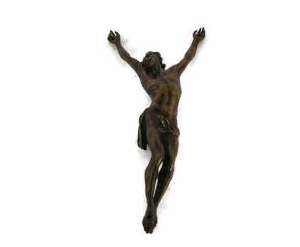 Antique Reinhold Petermann Bronze Corpus Christi. sculpture vintage Figure Of Christ signed 