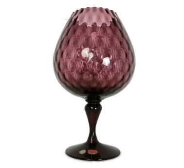 vintage jar bowl candy dish empoli Italian Venetian art glass optic amethyst large