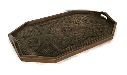 vintage ornate wooden serving tray with handles lovely Farmhouse decor, Cottage Decor, Hand-carved Serving Tray