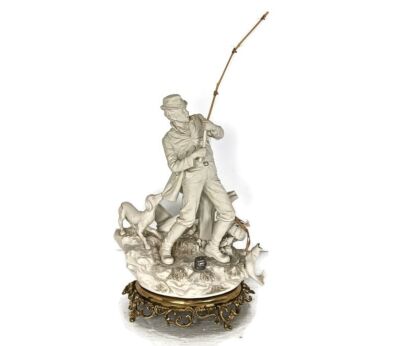 large group figurine porcelain white Fisherman Italy Capodimonte   Vintage stunning