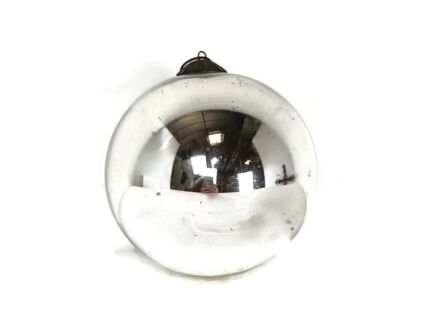Antique Witch Witches Round Ball silver Crackle Mercury Glass Ornate Protection  
