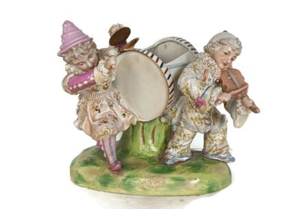 Sweet Figurine Indoor Planter  Musicians porcelain group Meissen attributed germany antique