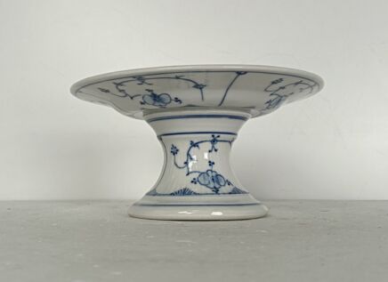Antique 19th Century Rauenstein footed cakestand serving dish Germany Marked Blue White