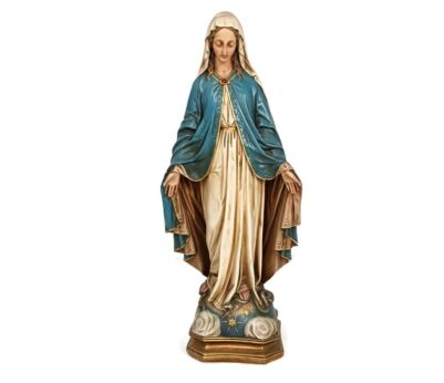 Large polychrome statue Art deco antique Madonna Virgin Mary Open arms threading on snake