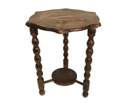 Jacobean Bobbin Legs Wood Side Occasional Table Pedestal Plant Stand Two Tier Barn Country Style