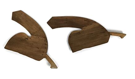couple of antique Scutching Scutch flax knives extremely rare collector wood Ecang Ecangue