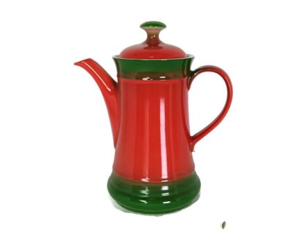 Vintage Coffee Pot Red/Green   Retro Mid Century Shabby Chic Country Style Bavaria Germany
