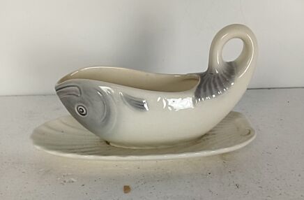 Fish Gravy Boat Sauceboat  Antique art nouveau Waechtersbach Germany Marked Porcelain HTF