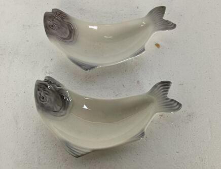 Albin Müller design antique art nouveau fish plates fish shape Germany Waechtersbach set of 2 small