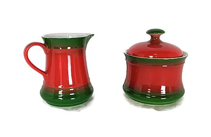 Vintage sugar bowl milk jar  Red/Green   Retro Mid Century Shabby Chic Country Style Bavaria Germany