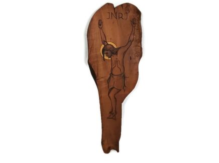 Large hand painted wooden panel crucifix Crucifixion Jesus christ WOW