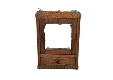 art deco antique medicine apothecary cabinet bathroom shaving wall hanging beveled glass wood