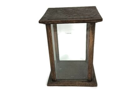 antique art deco vitrine display cabinet wood glass rare small