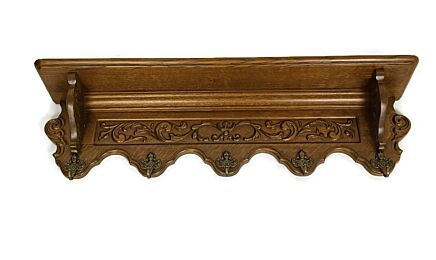 Ornate Hand Carved Wood Coat Hat Rack Kitchen Hallway vintage 