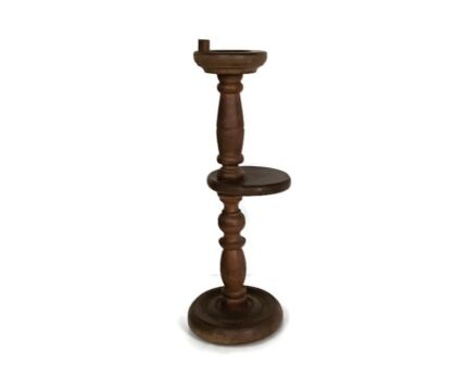 Pedestal carved wood vintage plant stand side bonsai table barn style two tier 