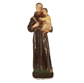 St Anthony Padua of Lisbon Infant Child Plaster Statue Franciscan antique polychrome