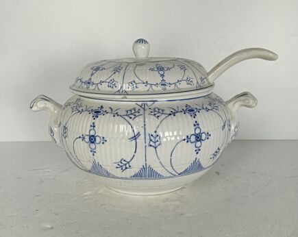 Antique Boch Maastricht Soup Tureen Dish with Ladle Marked copenhagen motive