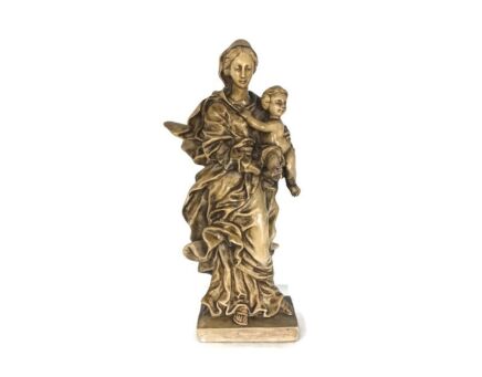 Large  Virgin Mary Our Lady Madonna plaster  Statue  Gold Colored Infant Child Rafael style  