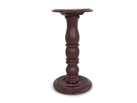 Huge antique carved wooden pedestal plant bonsai stand side table purple