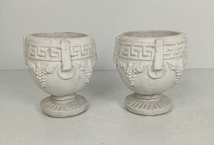 Pair of Vintage Concrete Planters Greek style Grapes Jardiniere architectural urn