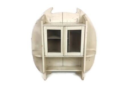 Large antique barn medicine apothecary Pharmacy cabinet display white paint