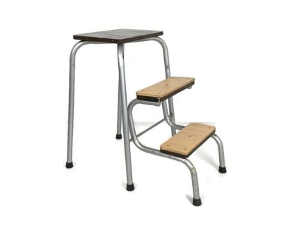 Mid Century Step Ladder Iron Fold Out Steps Kitchen Library Funky  Plant stand Decorative