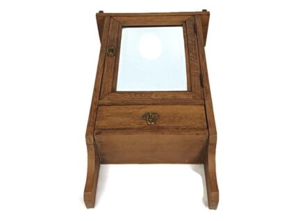 wall hanging vintage wooden medicine apothecary shaving cabinet with beveled glass mirror