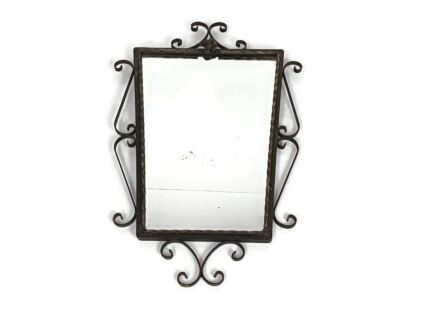 Wall Hanging Mirror Wrought Iron Dresser Vanity Hallway art deco antique Van Boeckel style 