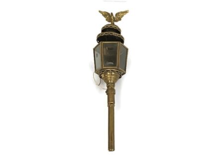 Large Antique Brass Architectural Carriage Porch Lamp Wall Lamp Glass Brass Eagle HTF