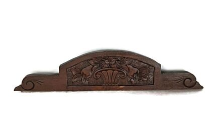 antique small pediment frame over door carved wood flower basket reclaimed architectural