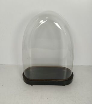 Large Antique Victorian Oval Hand Blown Glass Globe Dome Doll Clock 22.36" 17.12"6.73"