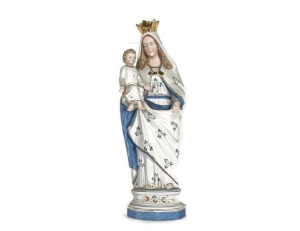 Antique Porcelain Bisque Statue Virgin Mary Our Lady Madonna with Infant 