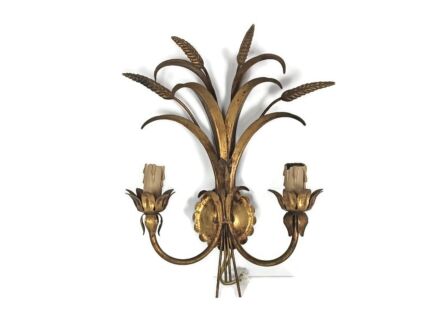 Mid Century Modern Wall Sconce Gold Metal Hollywood Regency Sheaf of Wheat gorgeous 
