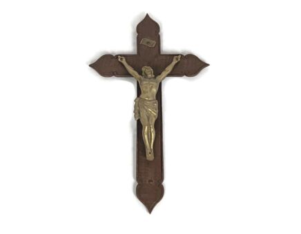 Large Hanging Crucifix Cross Carved wood Spelter Corpus VIntage Christianity Jesus Christ