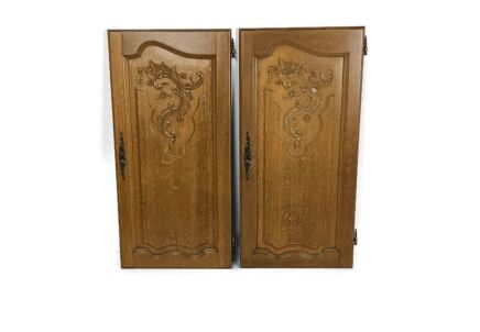 couple Antique Hand Carved Wooden Door Panels Reclaimed Architectural Salvaged