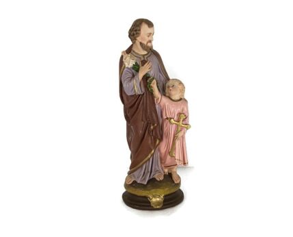 Statue Saint Joseph Protector of Homes Infant Jesus Statue neo gothic antique Polychrome
