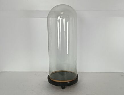 antique Round Hand Blown Glass Dome Globe Steampunk Display 17.51" D 7"