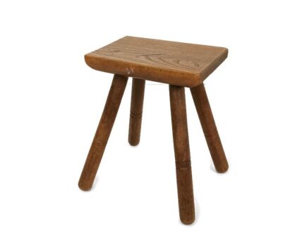 small vintage carved wooden milking stool pedestal plant stand side table, barn style