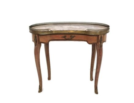 beautiful side table kidney shape marble top brass Hollywood regency style Spain vintage 