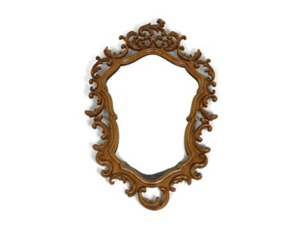 Ornate vintage carved wooden wall hanging mirror bathroom hallway