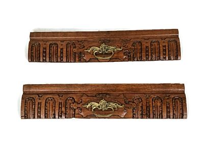 Pair Corbels Hand Carved Wood  Architectural Reclaimed Antique Panels Drawer Door brass handles